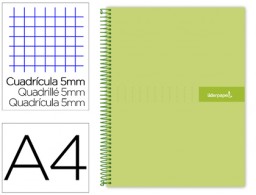Cuaderno espiral Liderpapel Crafty A4 tapa extradura 120h 90g c/5mm. color verde